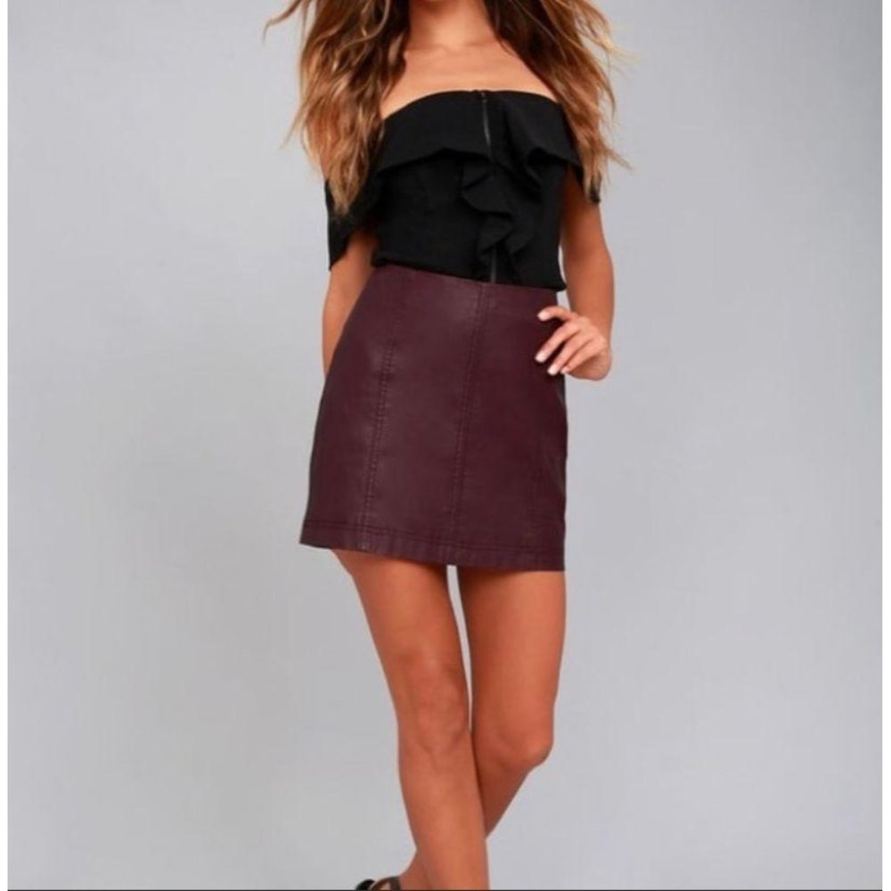 (Sold) Free People Modern Femme Vegan LeatherSkirt - Picture 2 of 12